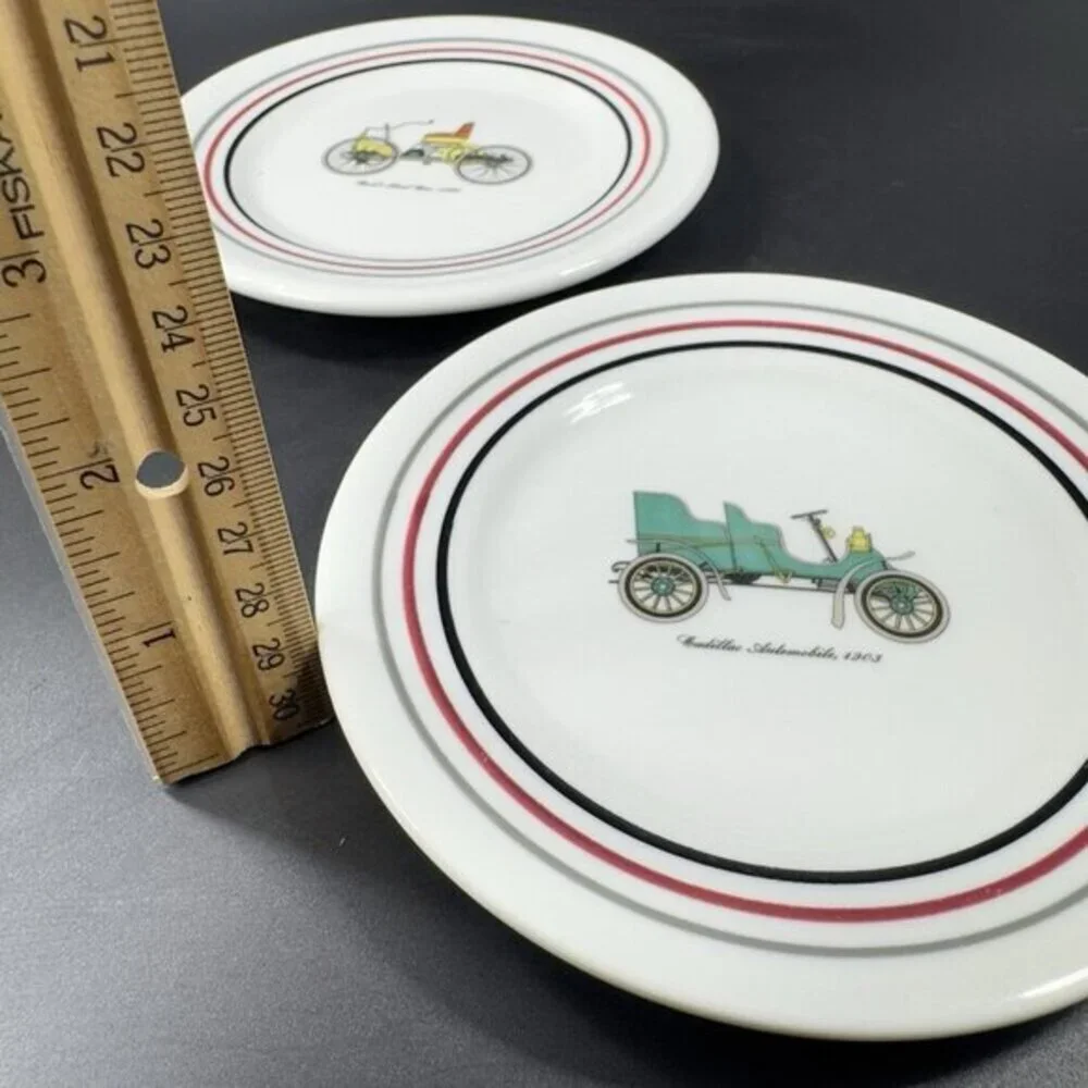 Shenango China RIMROL Restaurant Ware USA Antique Cars All Different Plates Set4